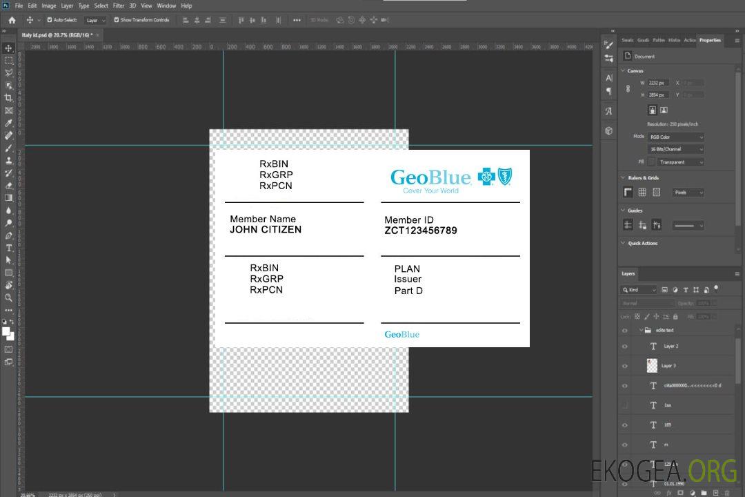 Carte d'assurance maladie des Îles Marshall template